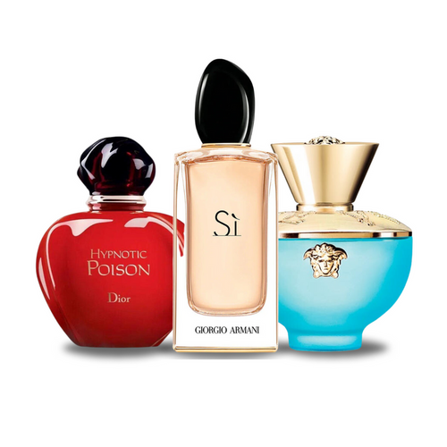 Akční balíček 3 parfémů: Dior HYPNOTIC POISON, Giorgio Armani SÌ a Versace DYLAN TURQUOISE 100 ml.