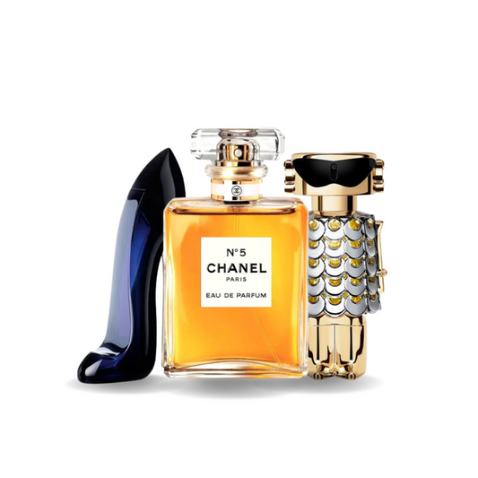 Akční balíček 3 parfémů: Carolina Herrera GOOD GIRL, Chanel Nº5 a Paco Rabanne FAME.